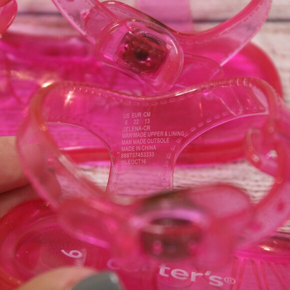 Carter's Pink Jelly Sandals with Flower and gem - Picture 5 of 7